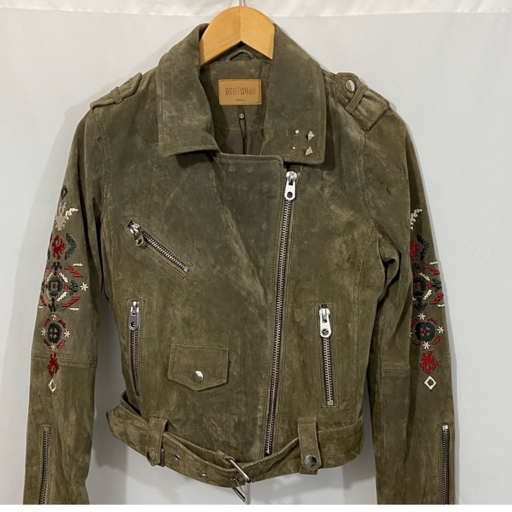 Driftwood embroidered leather suede motorcycle jacket boho western NWT RTL $268 - Picture 2 of 12
